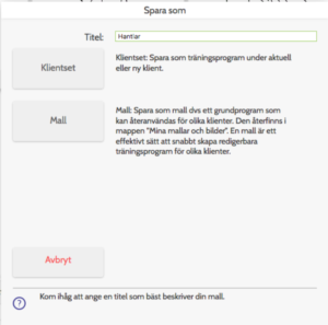 Spara som - PhysioTools