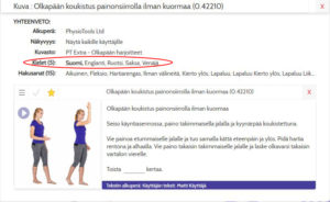 Harjoitteen teksti ja tiedot