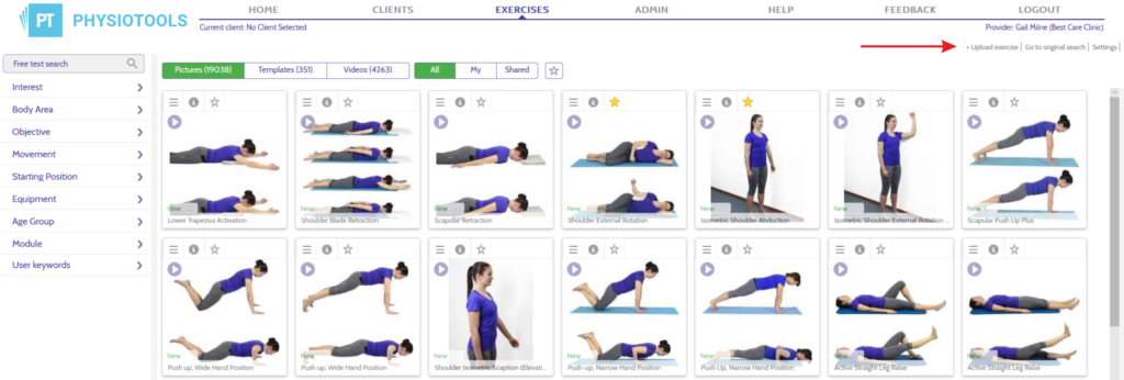 Upload exercises