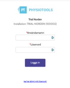 Logga in Physiotools