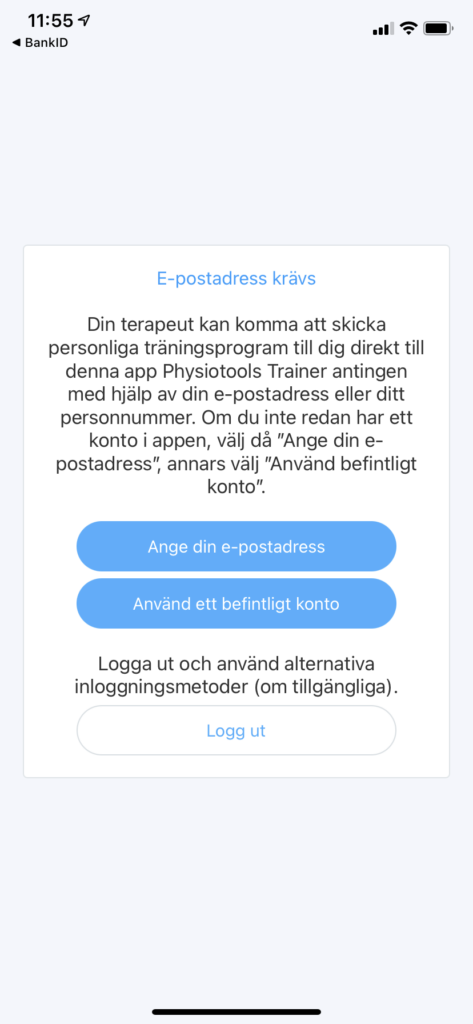 Inlogg 3 - Physiotools Trainer